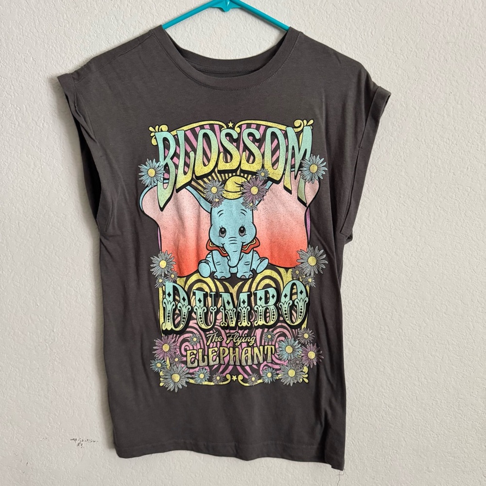 Disney Dark Gray Colorful Dumbo Tank Top